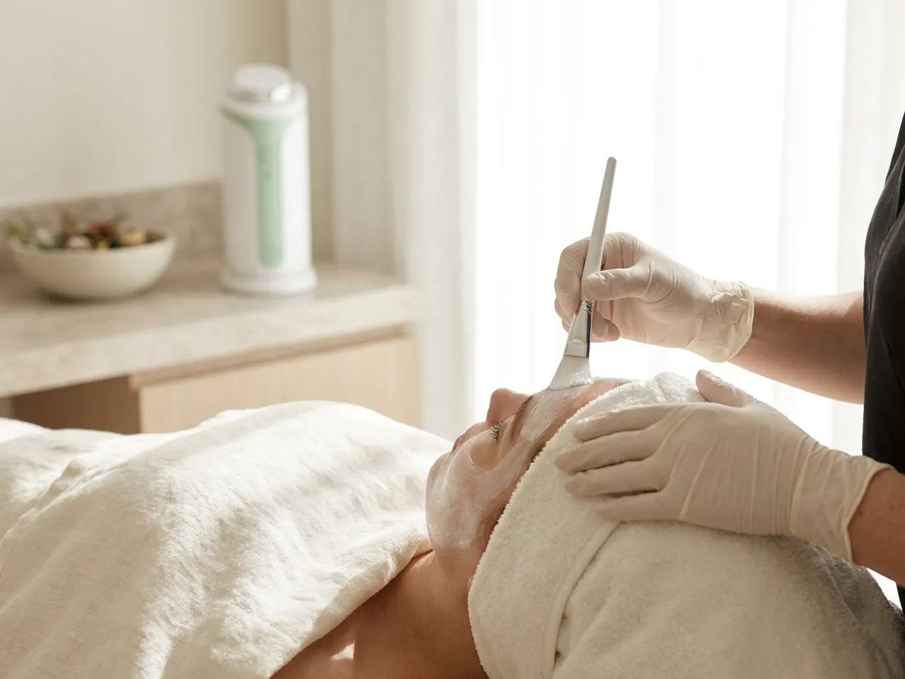 A gentle professional facial skincare treatment at a med spa